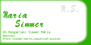 maria simmer business card