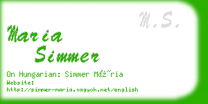 maria simmer business card